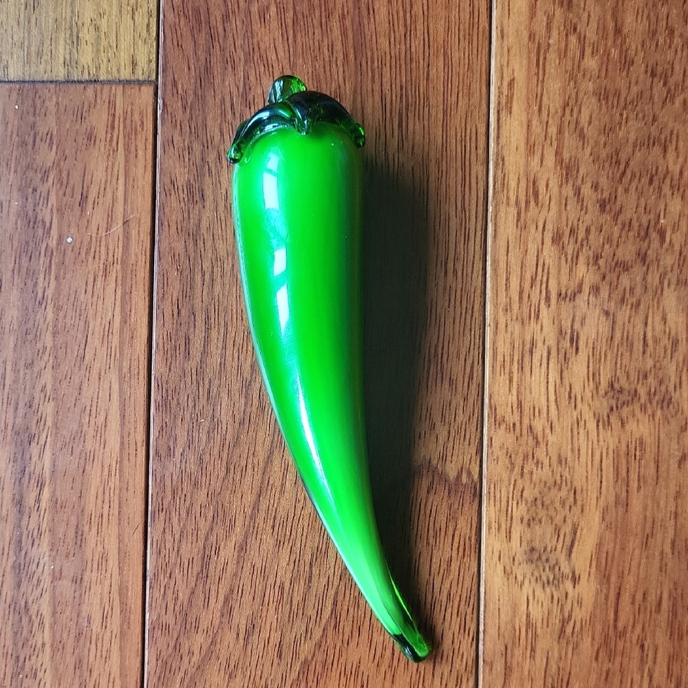 Chili Pepper Green Glass Accent Piece Home Decor Blown Glass